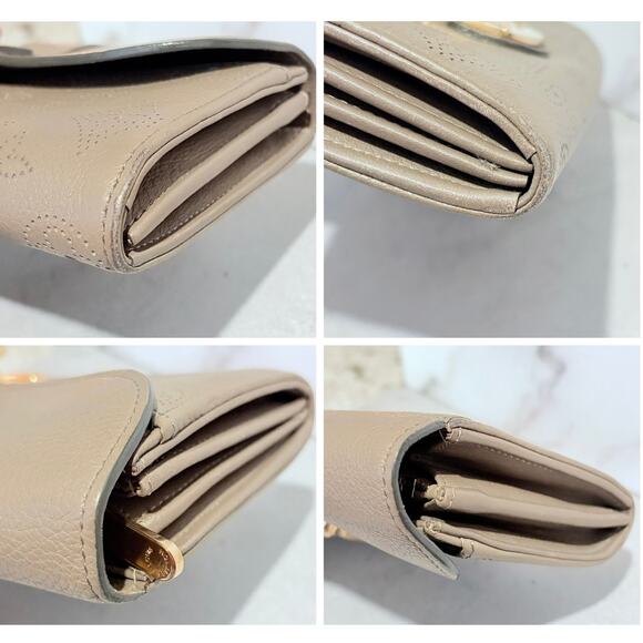 Louis Vuitton Mahina Iris Leather Wallet Galet Taupe Gray Authentic - Picture 6 of 9